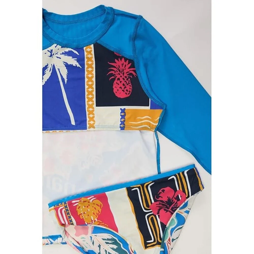 Maaji Odyssey Rash Guard Set Girls 12 Tropical Bliss Stretch Swimwear KFC1241